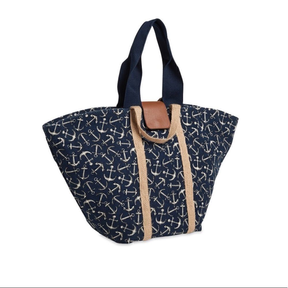 NEW Nautical Anchor Canvas Beach/Travel Tote Bag - Picture 2 of 8